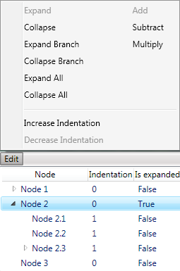 TreeListView commands