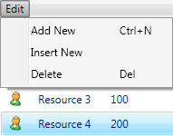 ResourceListView commands
