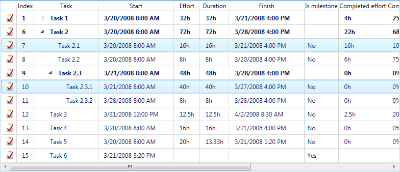 TaskListView grid lines