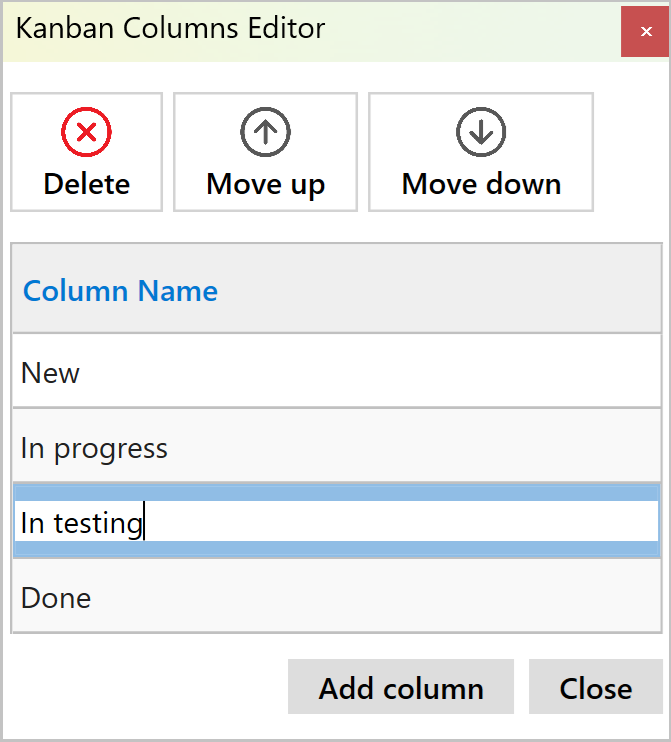 Kanban Columns Editor