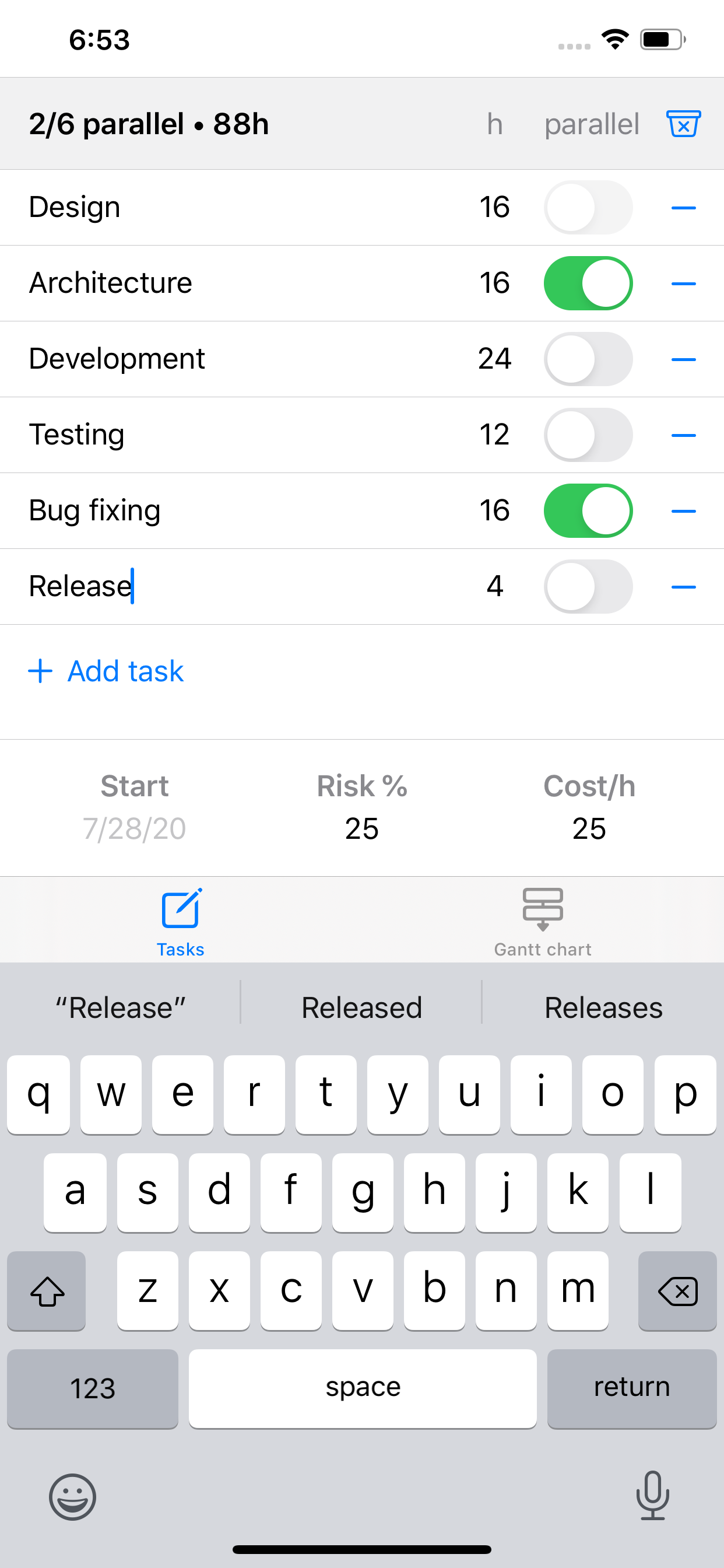 Tasks screenshot